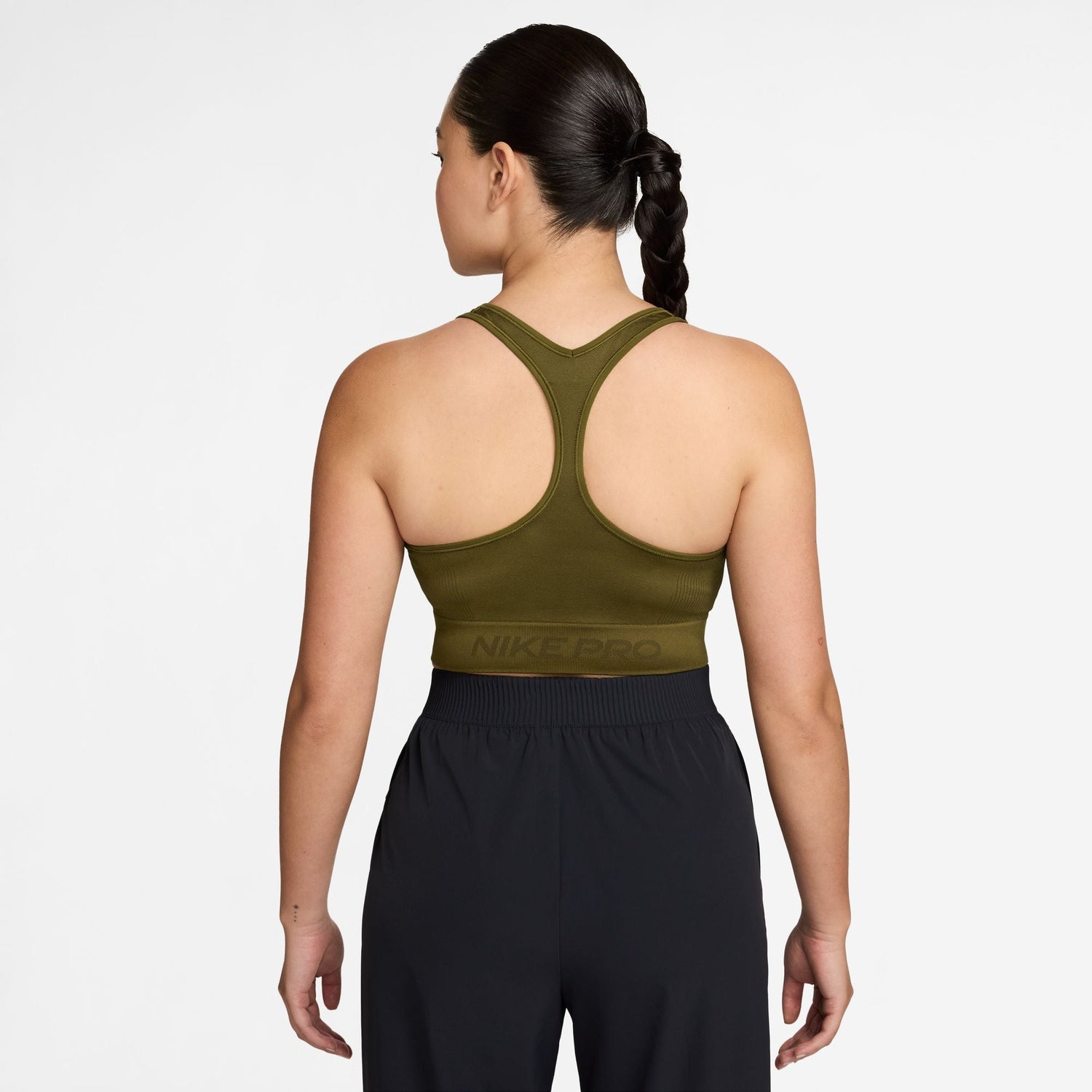 Nike Womens Pro Seamless Cropped Tank Top - Olive by Denim Exchange