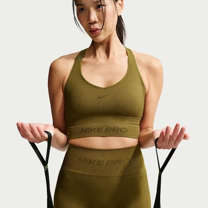 Nike Womens Pro Seamless Cropped Tank Top - Olive by Denim Exchange