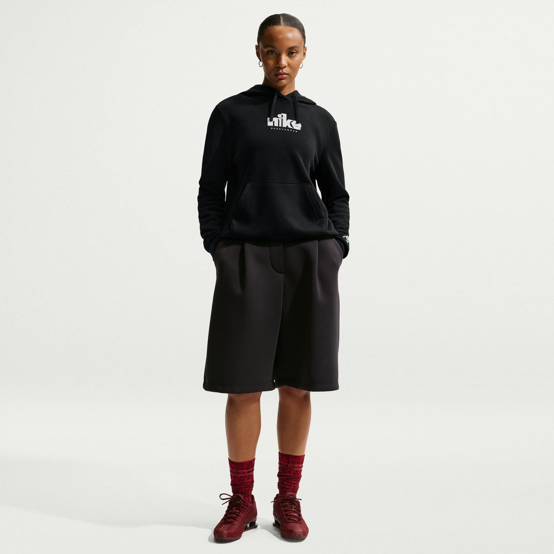 Nike Womens Fleece Graphic Pullover Hoodie - Black by Denim Exchange