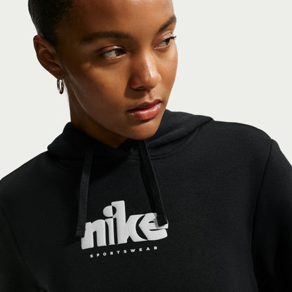 Nike Womens Fleece Graphic Pullover Hoodie - Black by Denim Exchange