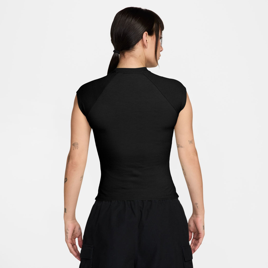 Nike Womens Sportswear Chill Knit Ribbed Top - Black by Denim Exchange