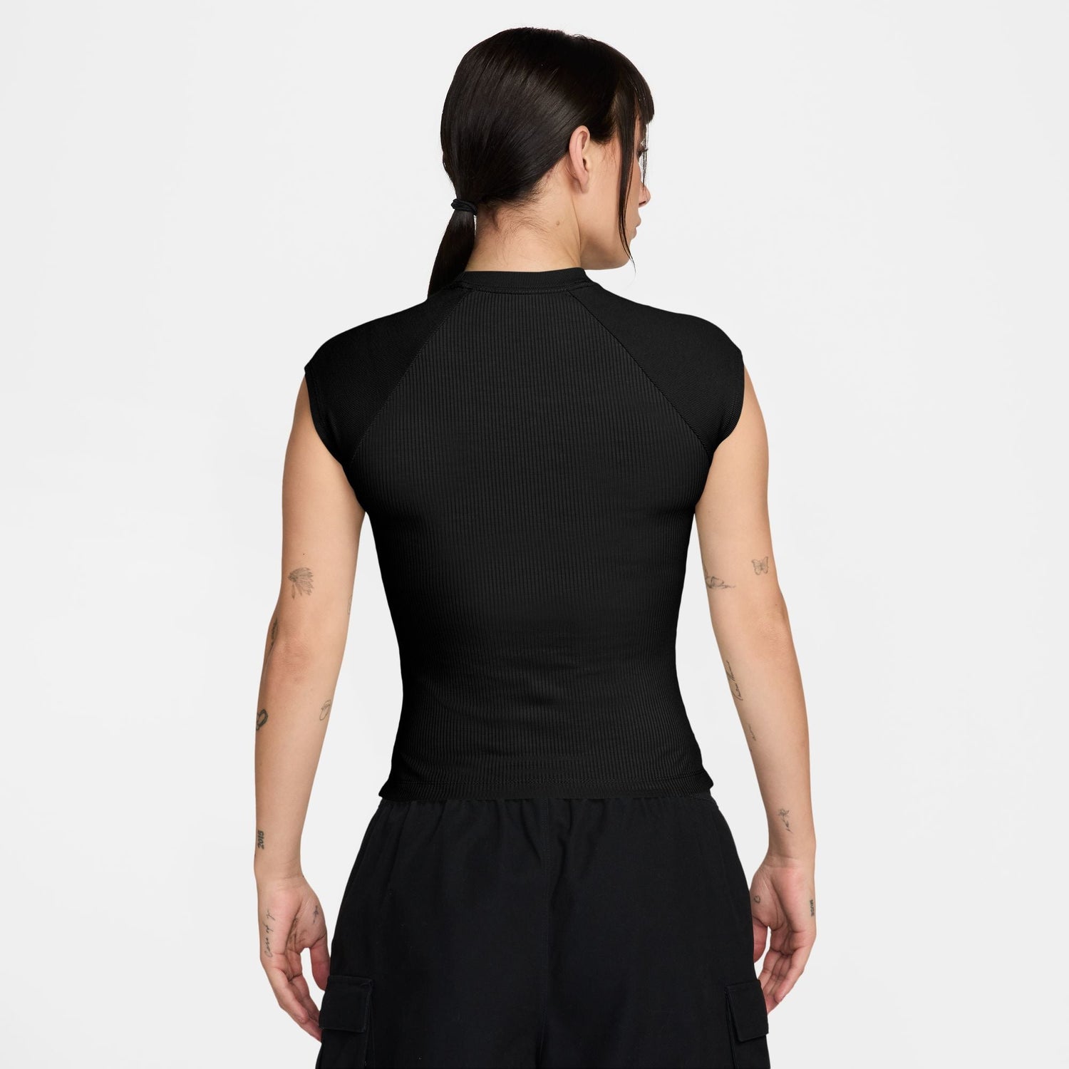 Nike Womens Sportswear Chill Knit Ribbed Top - Black by Denim Exchange