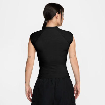 Nike Womens Sportswear Chill Knit Ribbed Top - Black by Denim Exchange