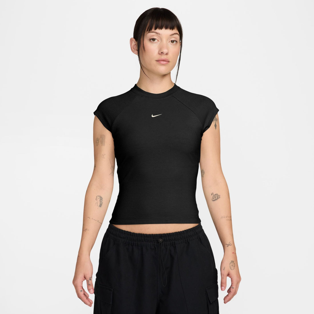 Nike Womens Sportswear Chill Knit Ribbed Top - Black by Denim Exchange