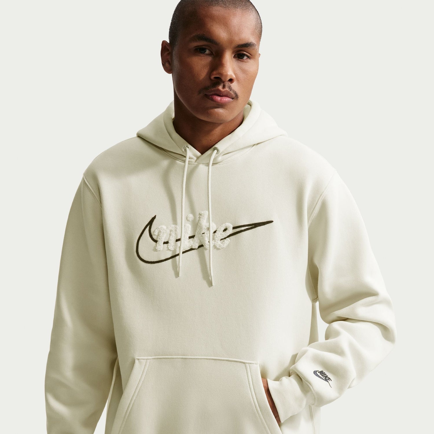 Nike Mens Fleece Hoodie - Light Khaki by Denim Exchange