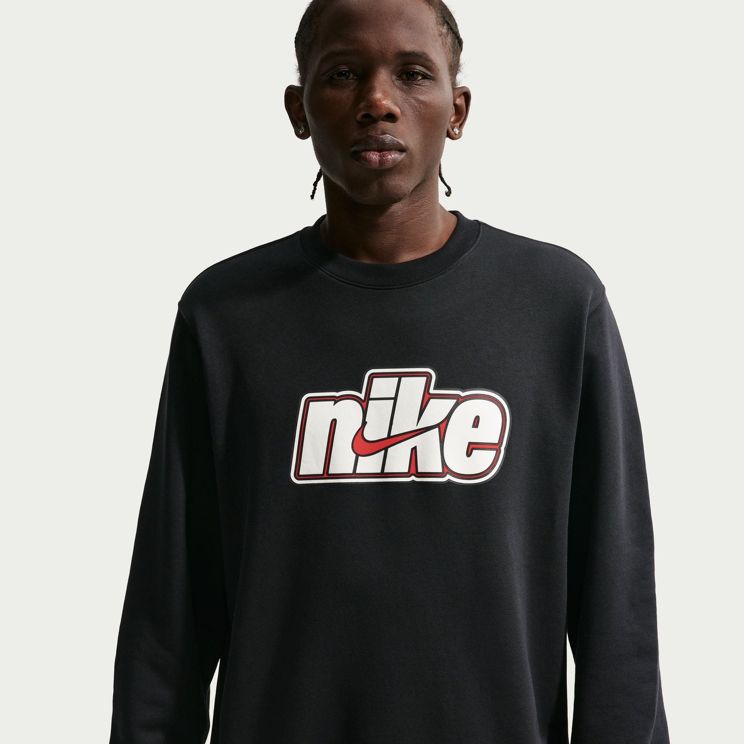 Nike Mens Sportswear Club French Terry Crewneck - Black/Sail by Denim Exchange