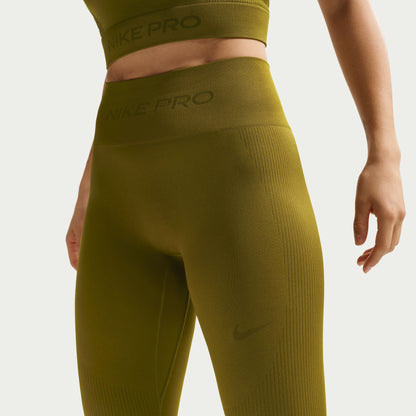Nike Womens Pro Seamless High-Waisted Leggings - Olive Flak by Denim Exchange