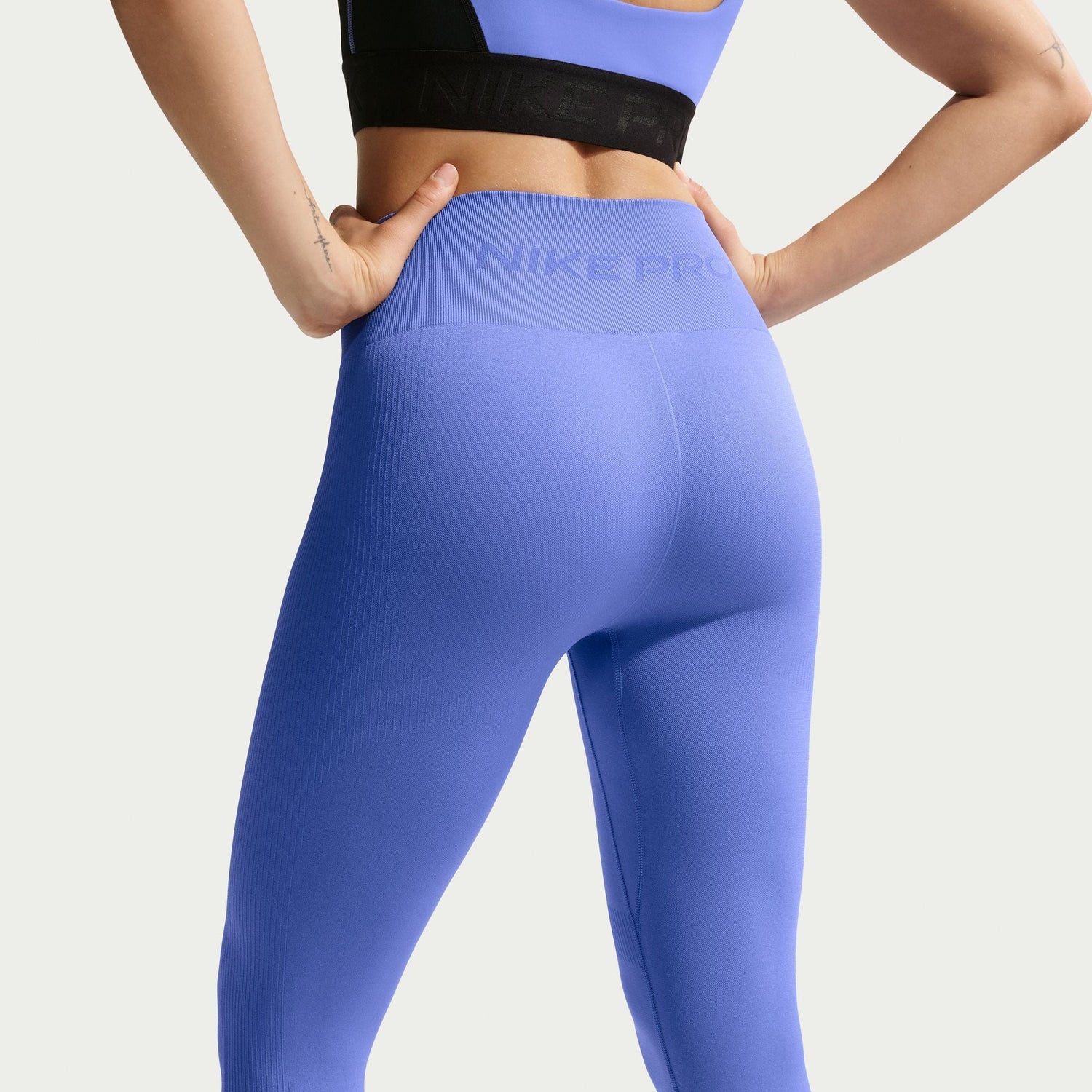 Nike Womens Pro Seamless High-Waisted Leggings - Blue by Denim Exchange