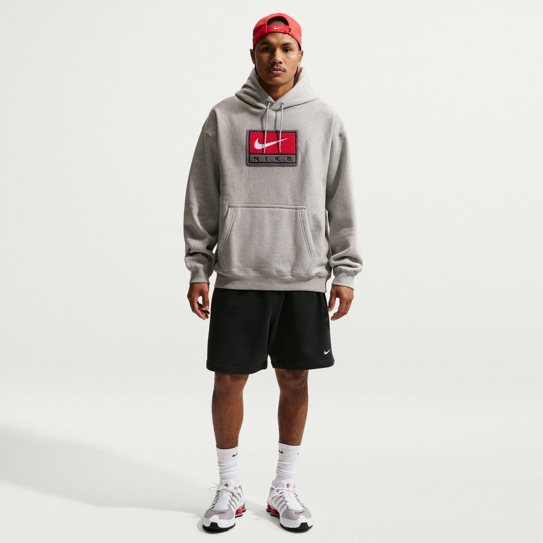 Nike Mens Solo Swoosh Hoodie - Grey/White by Denim Exchange