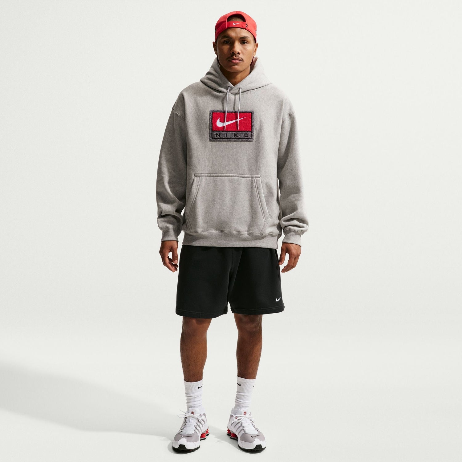 Nike Mens Solo Swoosh Hoodie - Grey/White by Denim Exchange