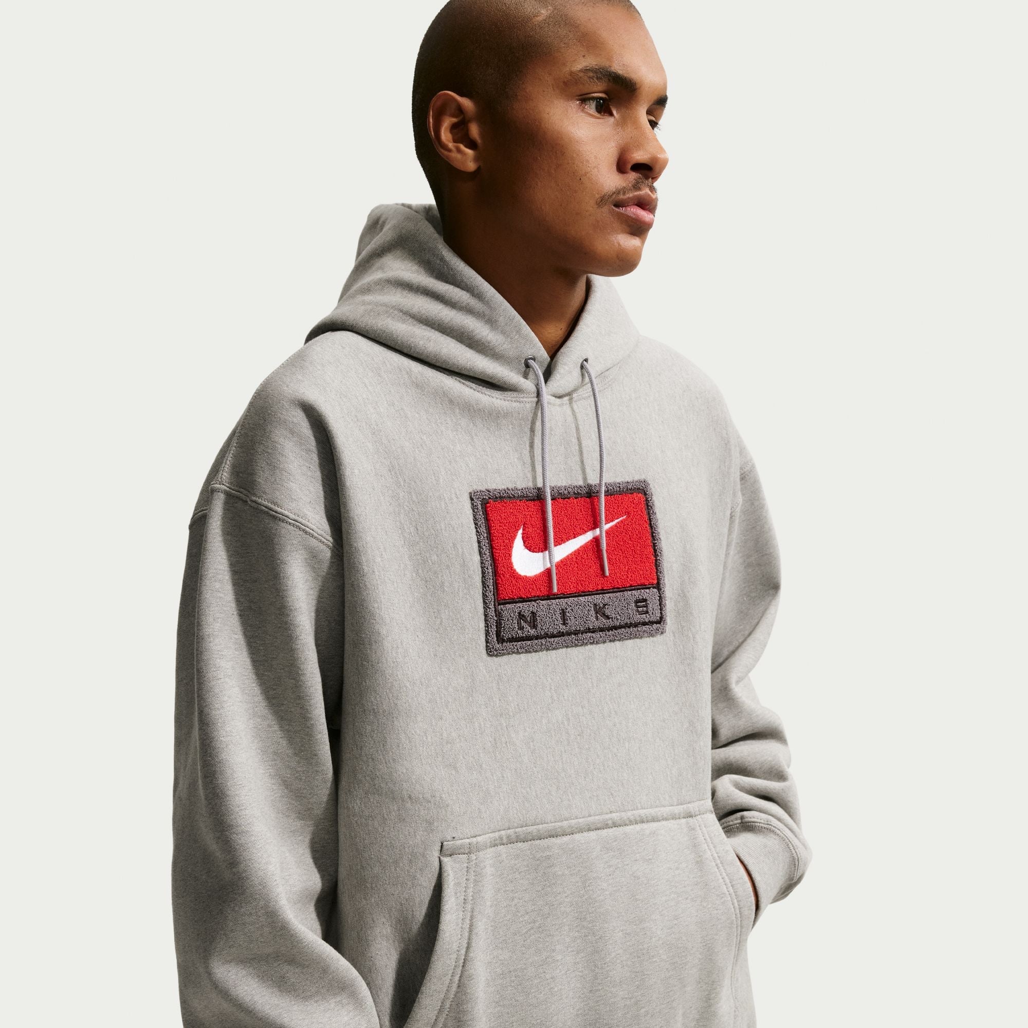 Nike Mens Solo Swoosh Hoodie - Grey/White by Denim Exchange