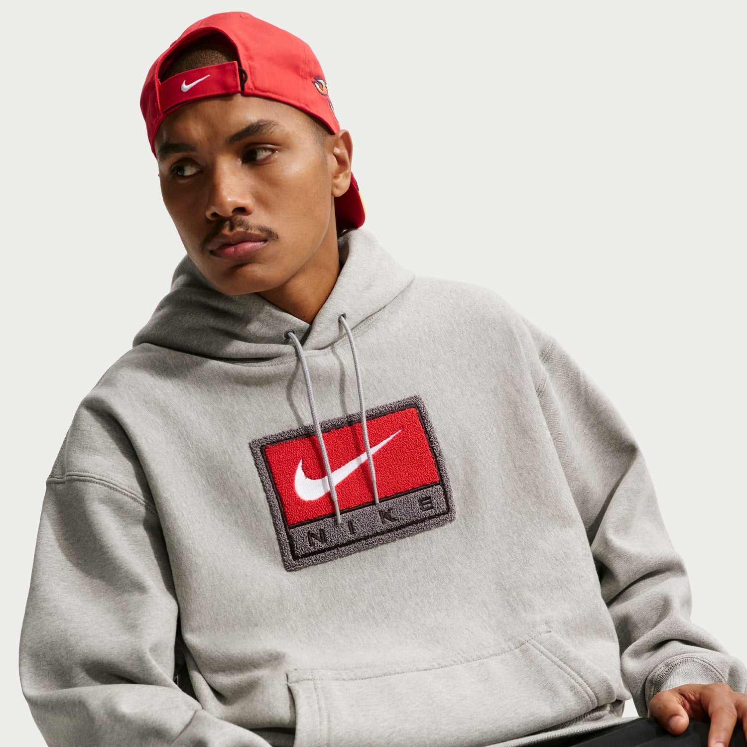 Nike Mens Solo Swoosh Hoodie - Grey/White by Denim Exchange