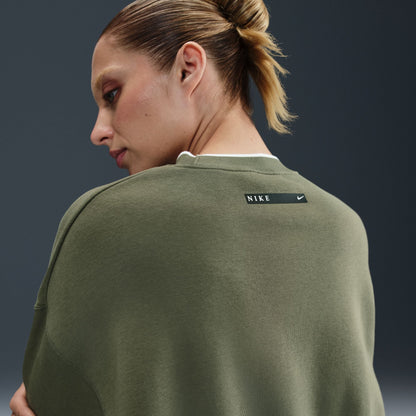 Nike Womens Phoenix Oversized Crewneck - Medium Olive by Denim Exchange