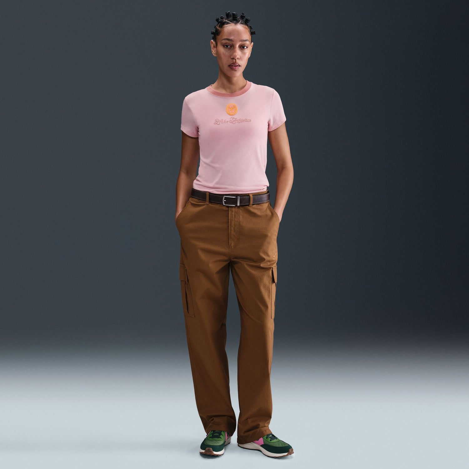 Nike Womens Sportswear Chill Cropped Knit Tee - Pink Glaze by Denim Exchange