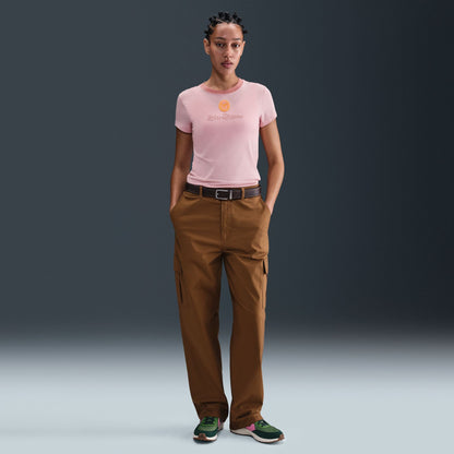 Nike Womens Sportswear Chill Cropped Knit Tee - Pink Glaze by Denim Exchange