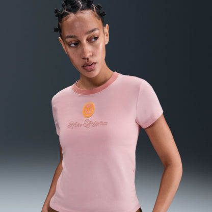Nike Womens Sportswear Chill Cropped Knit Tee - Pink Glaze by Denim Exchange