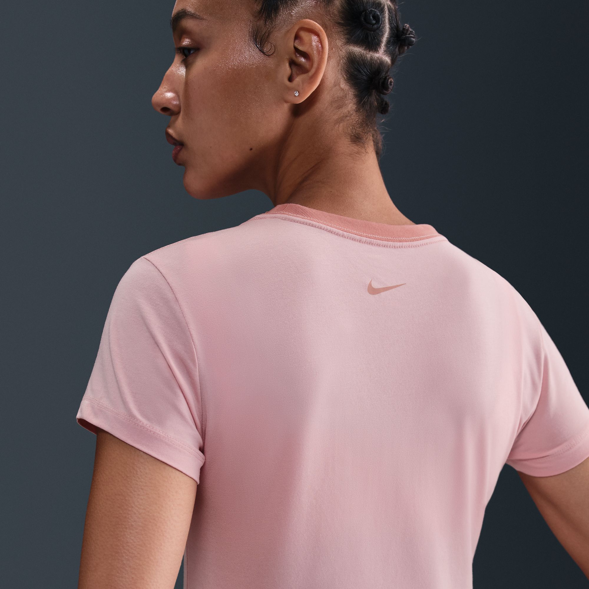 Nike Womens Sportswear Chill Cropped Knit Tee - Pink Glaze by Denim Exchange