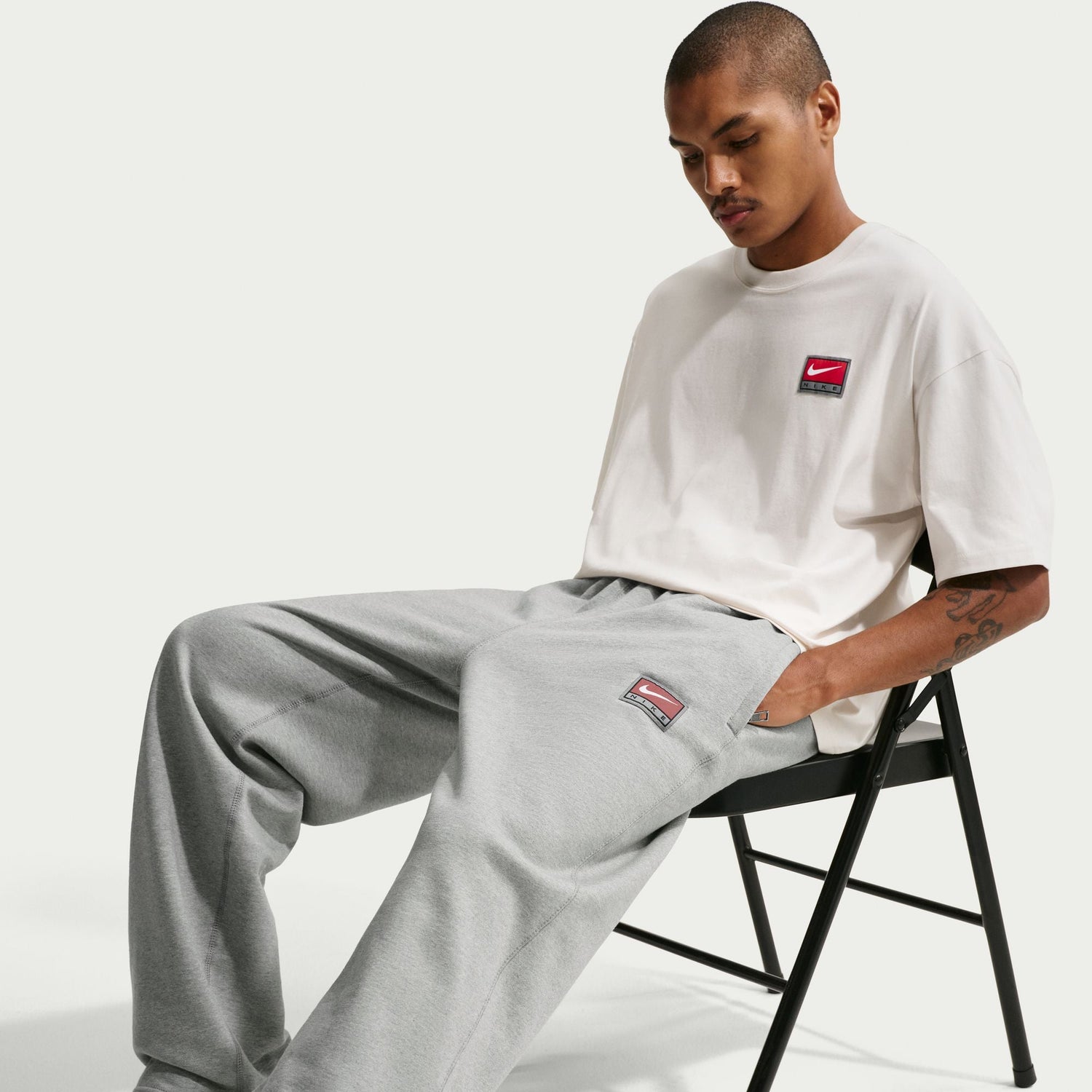Nike Mens Solo Swoosh Joggers - Grey/White by Denim Exchange