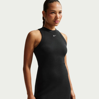 Nike Womens Chill Knit Tight Ribbed Tank Dress - Black by Denim Exchange