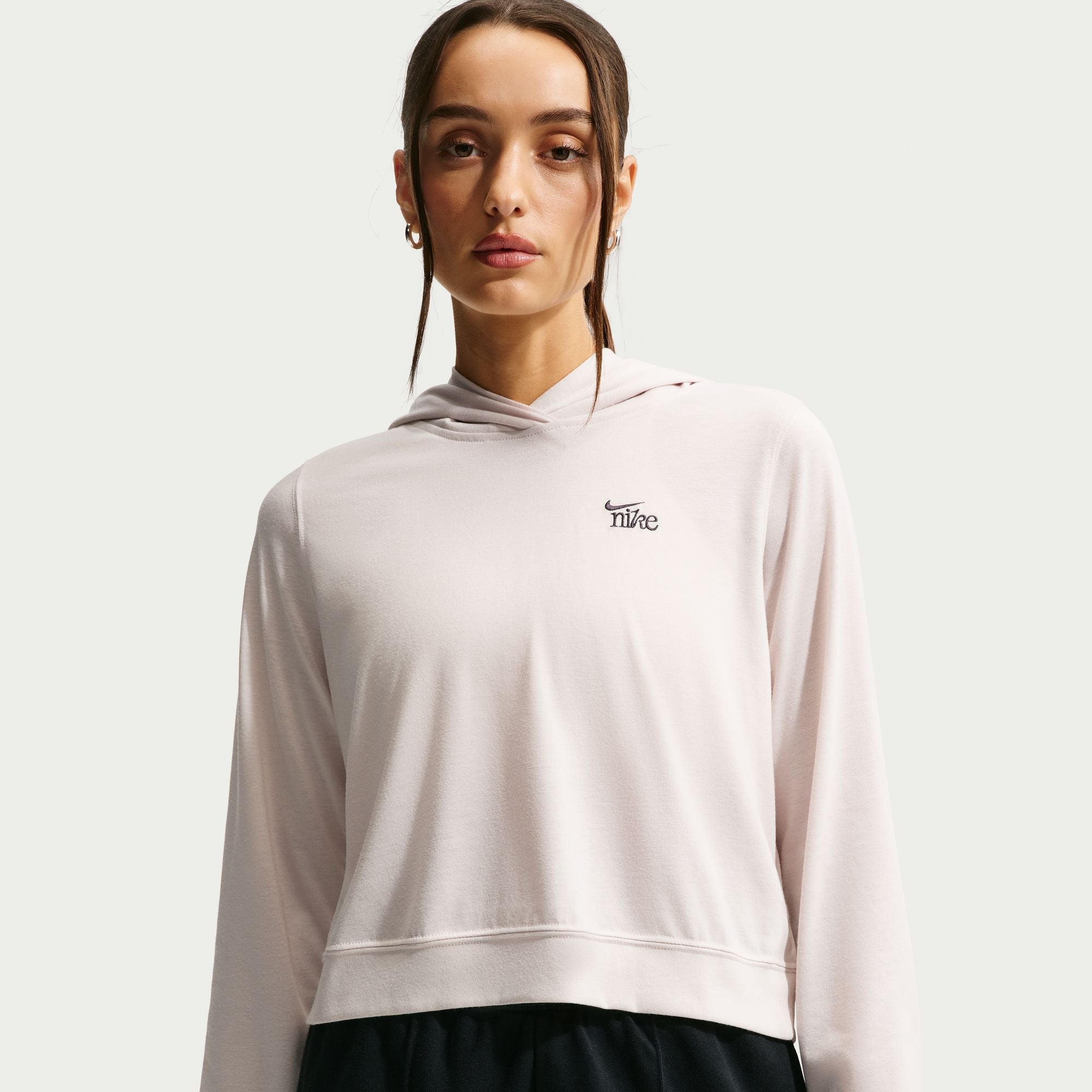 Nike Womens Sportswear Chill Knit Lightweight Hoodie - Light Orewood Brown by Denim Exchange