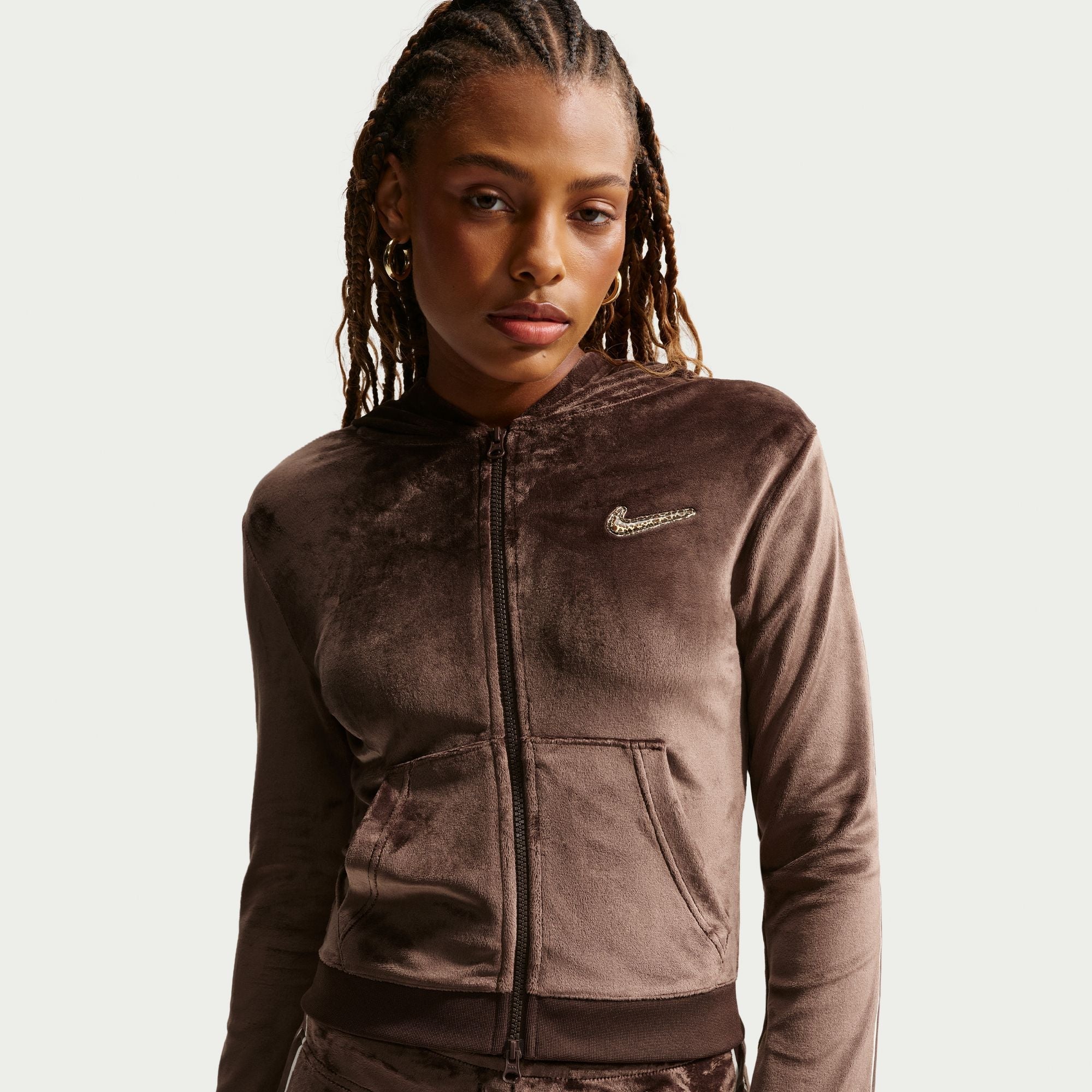 Nike Womens Full Zip Long Sleeve - Baraque Brown by Denim Exchange