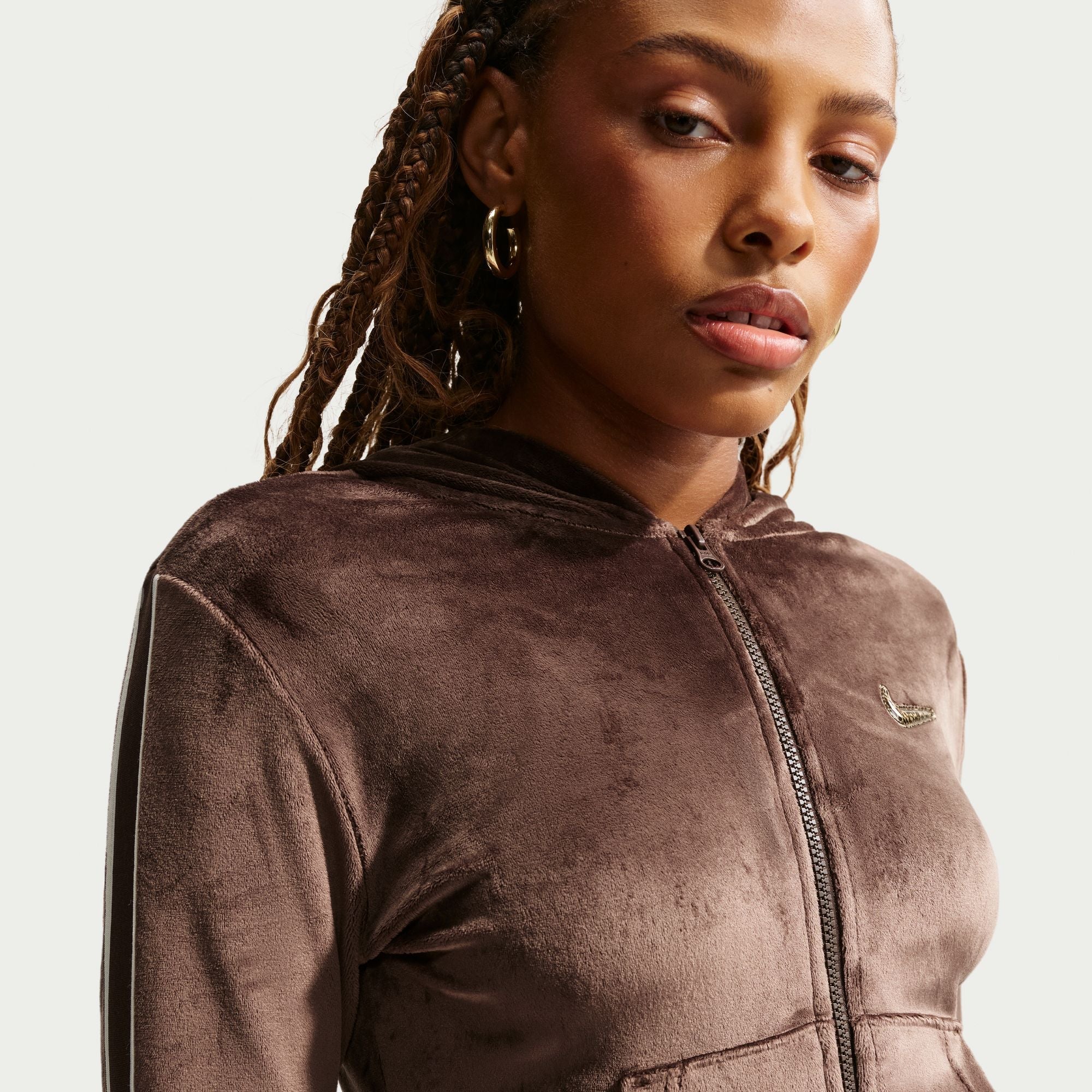 Nike Womens Full Zip Long Sleeve - Baraque Brown by Denim Exchange