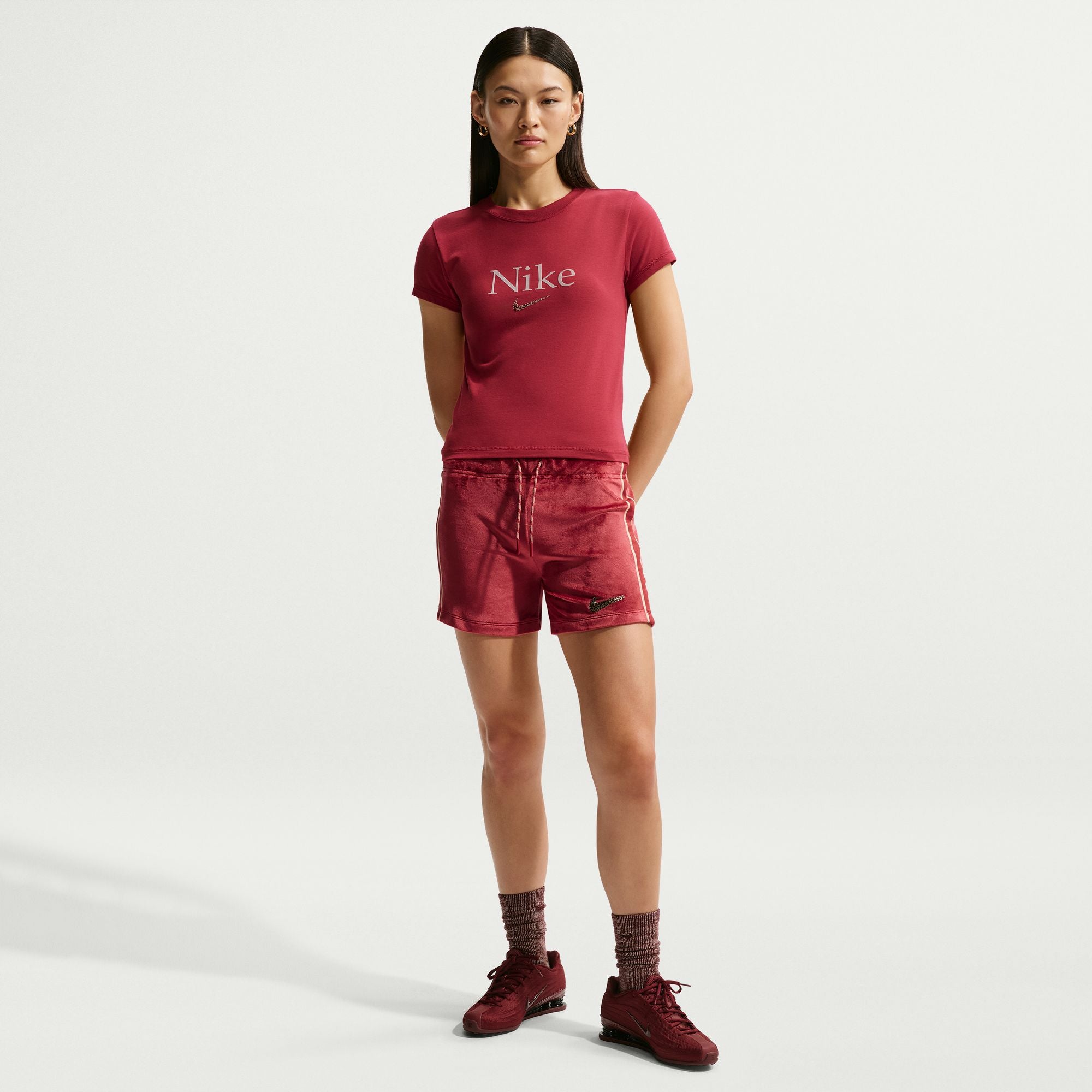 Nike Womens Cropped Tee - Crimson by Denim Exchange