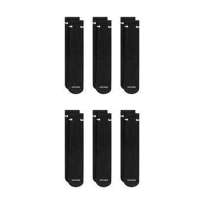 Nike Dri-Fit 6-Pack Cushioned Crew Socks - Black by Denim Exchange