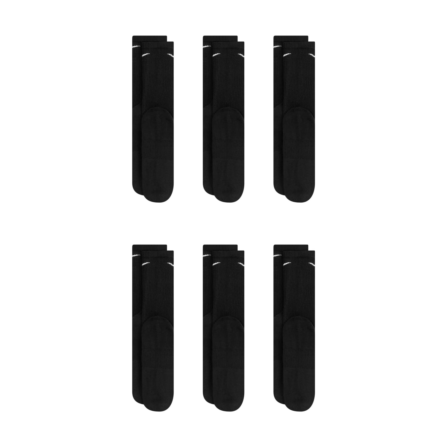 Nike Dri-Fit 6-Pack Cushioned Crew Socks - Black by Denim Exchange