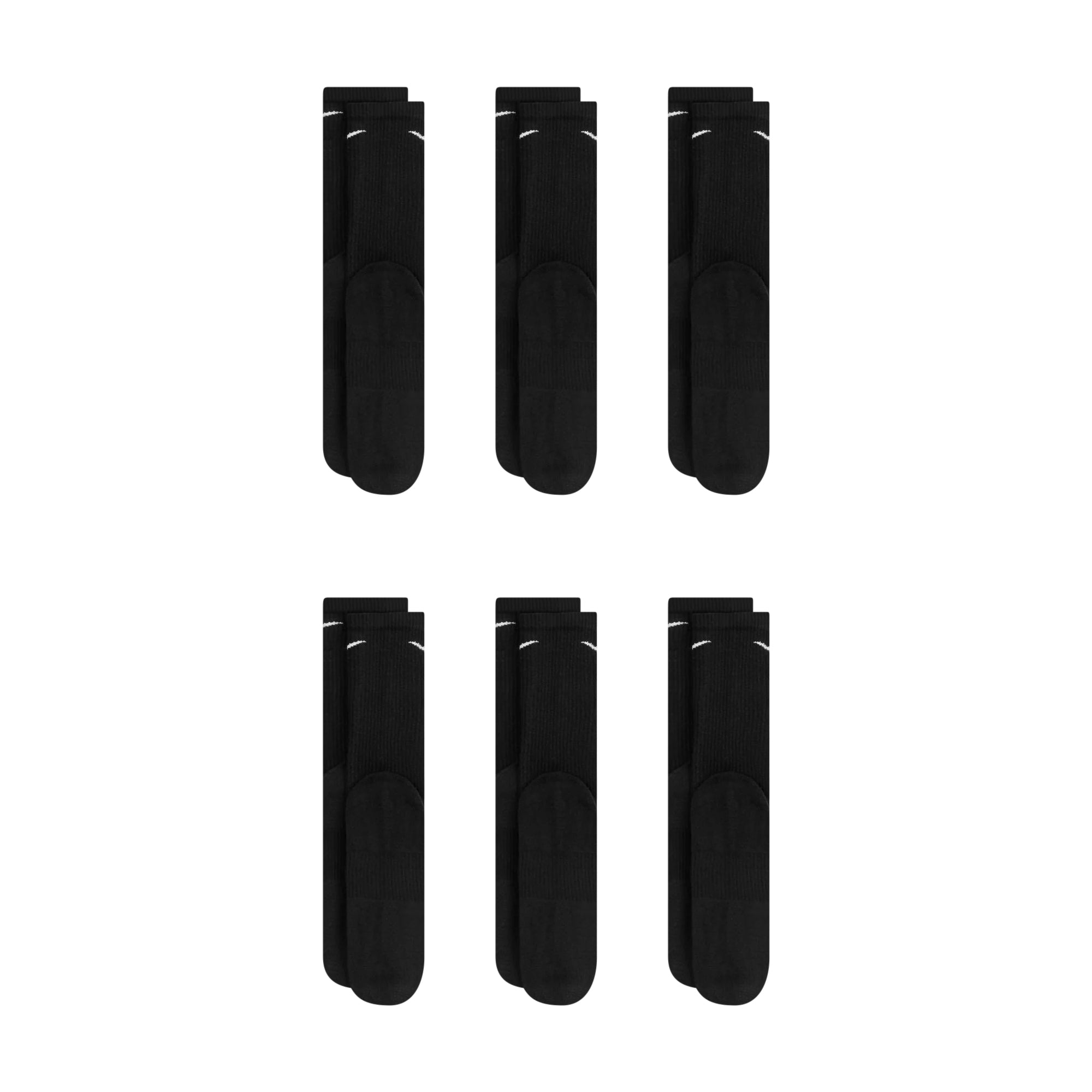 Nike Dri-Fit 6-Pack Cushioned Crew Socks - Black by Denim Exchange