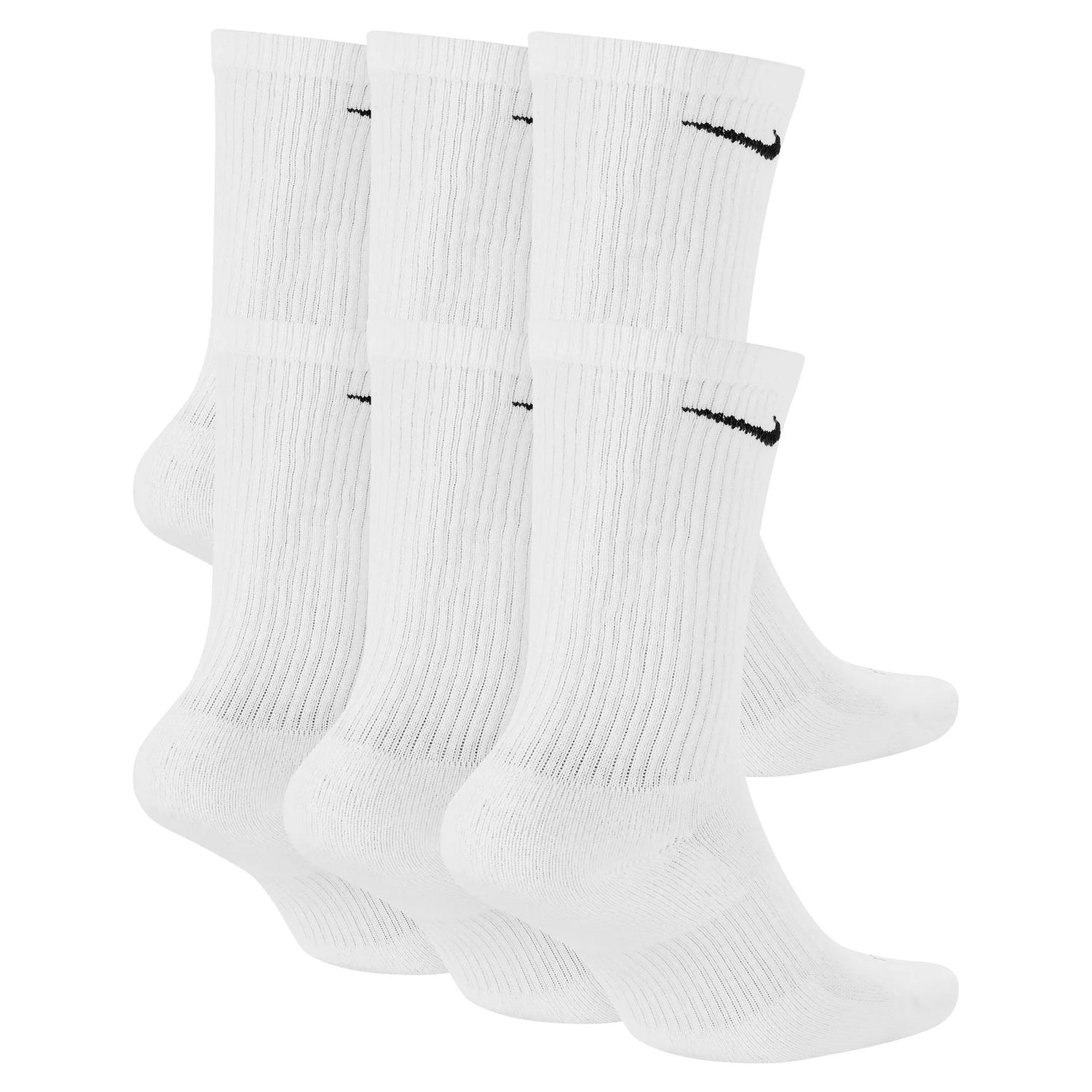 Nike Dri-Fit 6-Pack Cushioned Crew Socks - White by Denim Exchange
