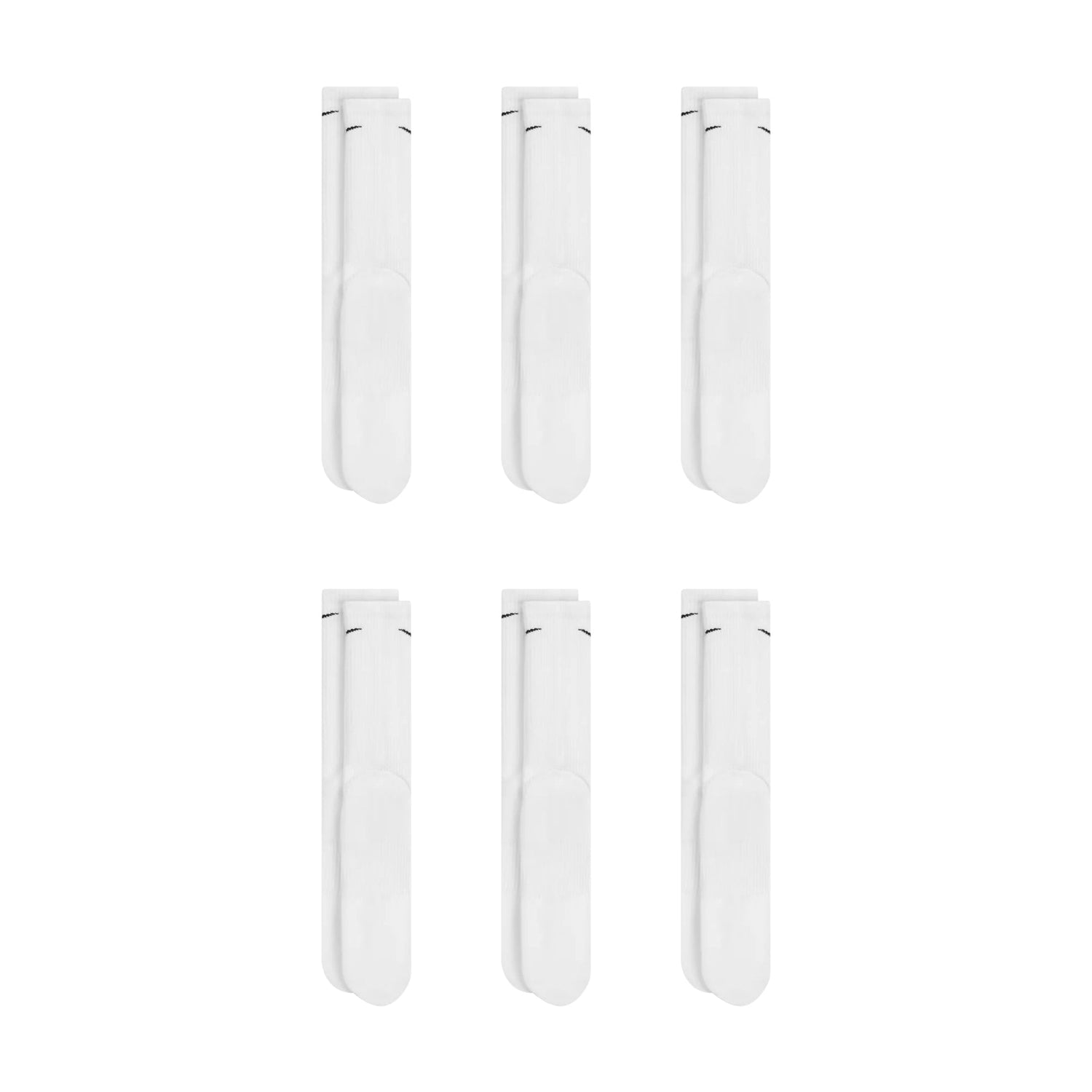 Nike Dri-Fit 6-Pack Cushioned Crew Socks - White by Denim Exchange