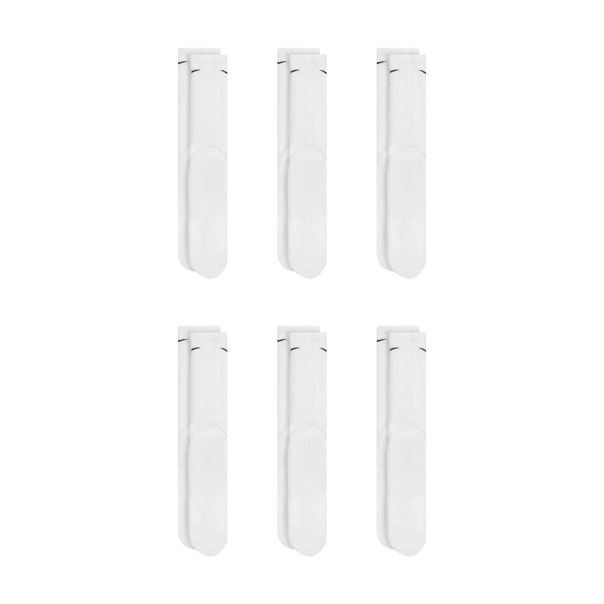 Nike Dri-Fit 6-Pack Cushioned Crew Socks - White by Denim Exchange