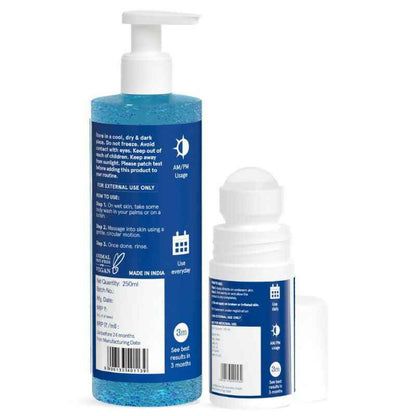 BeBodywise 1% Salicylic Acid Body Wash &amp; 4% AHA BHA Underarm Roll On - Helps Exfoliate Skin