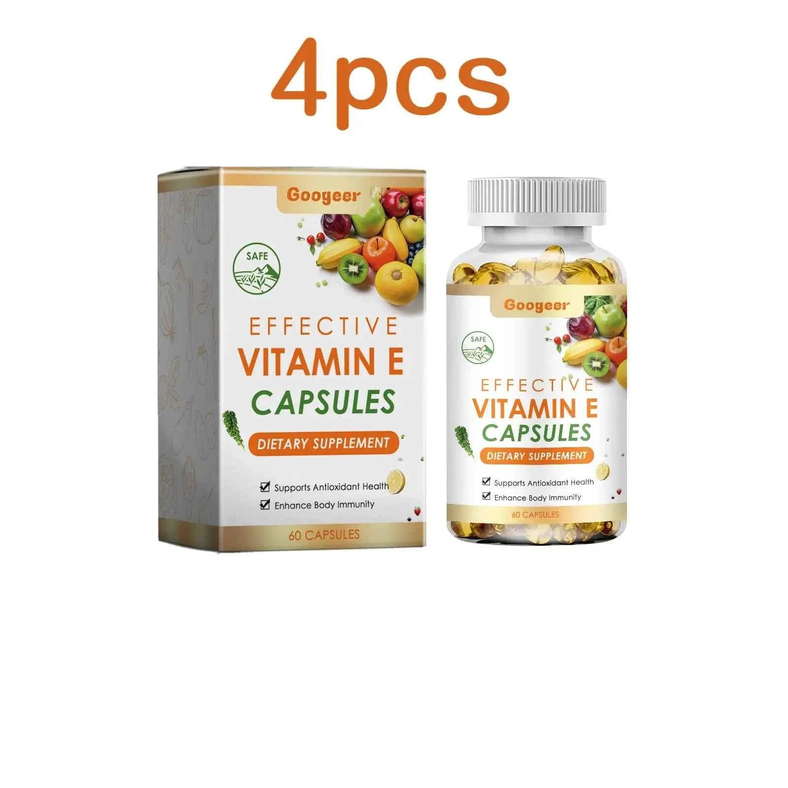 Googeer 60pcs Vitamin E Capsule Promote Digestion Help Blood Birculation Enhance Energy Daily Vitamin Supplement Dietary Capsule