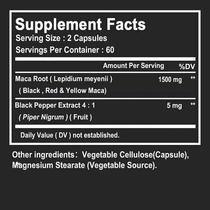 Maca Extract - Enhance Energy Endurance, Improve Athletic Performance, and Relieve Fatigue - 120 Capsules