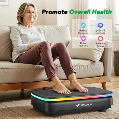 MERACH LED Vibration Plate Platform – Whole Body Workout &amp; Lymphatic Drainage Machine