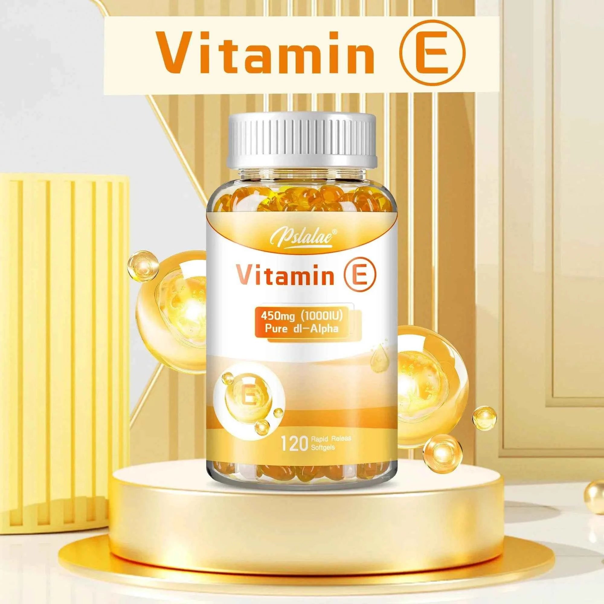 Vitamin E - Promotes Skin, Hair, Nails, Immune and Eye Health, Antioxidant - 120 Capsules