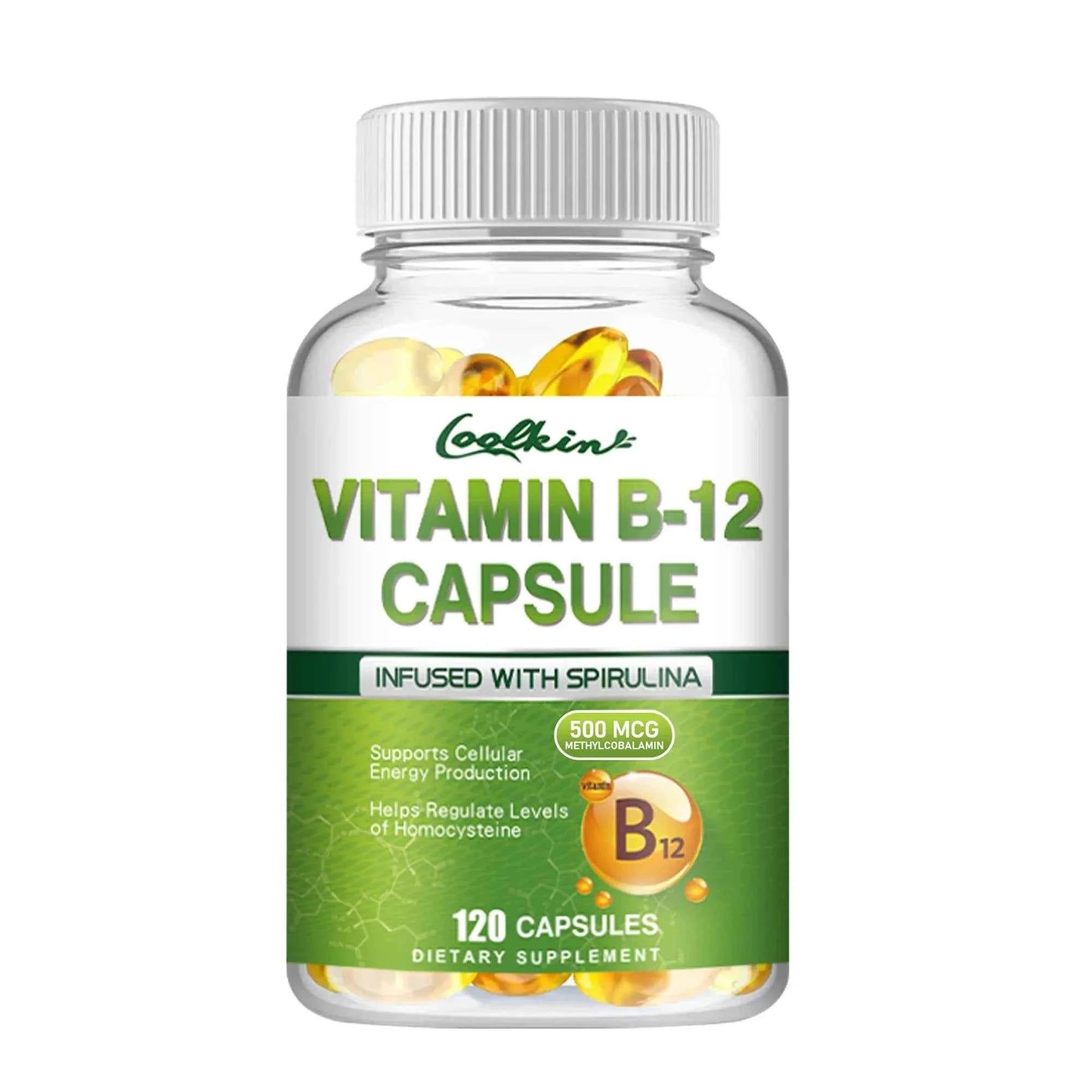 Vitamin B12 - Supports Energy Metabolism and Nervous System, Good for Brain and Heart Health - 120 Capsules