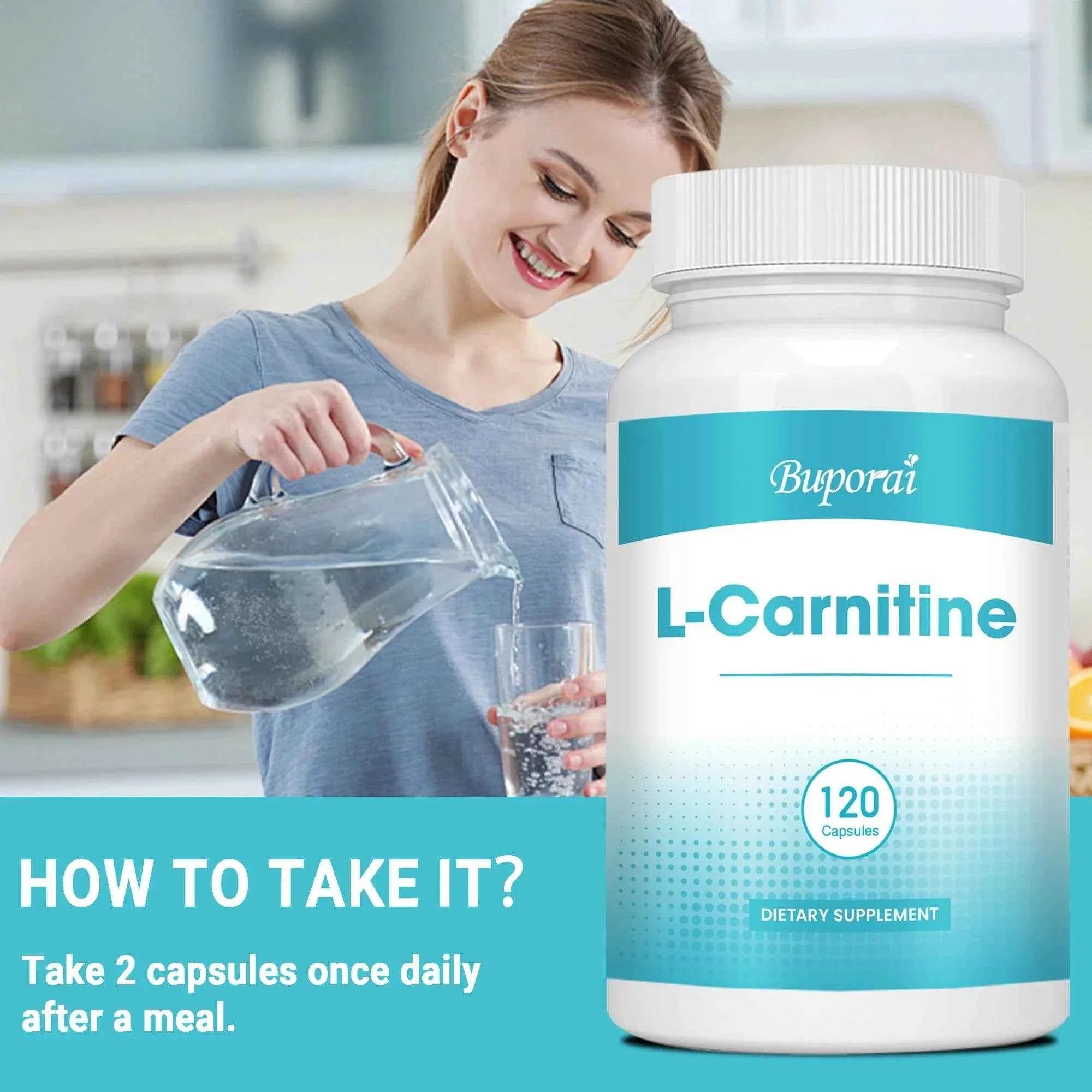 L-Carnitine Supplement - Promote Metabolism, Improves Memory, Burner Fat, Support Energy, Grow Muscles - 120 Capsules