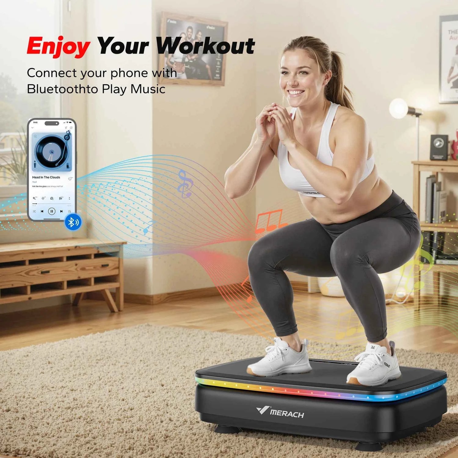 MERACH LED Vibration Plate Platform – Whole Body Workout &amp; Lymphatic Drainage Machine