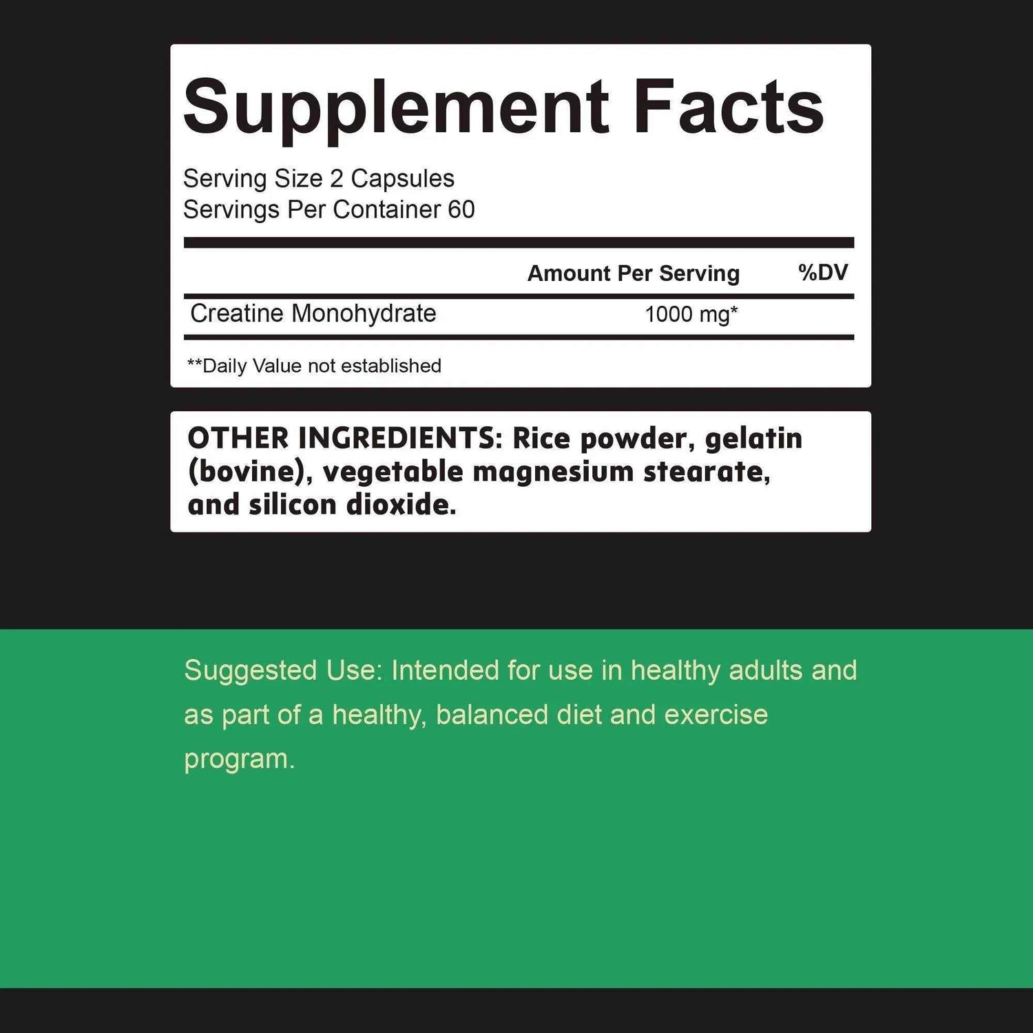 Micronized Creatine Capsules - for Muscle Endurance, Build Muscle &amp; Enhance Performance - 120 Capsules