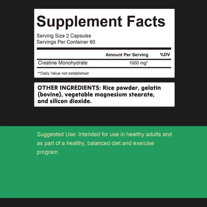 Micronized Creatine Capsules - for Muscle Endurance, Build Muscle &amp; Enhance Performance - 120 Capsules