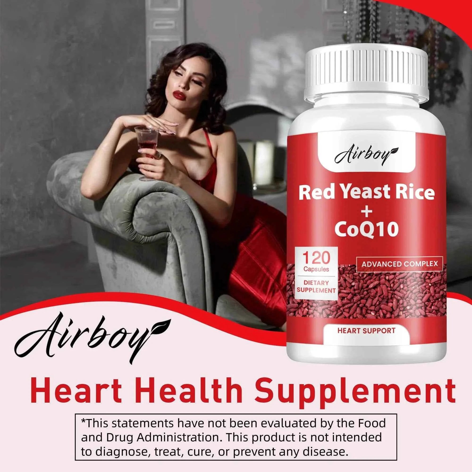 Red Yeast Rice   CoQ10 - Supports Heart, Cardiovascular Health, and Maintains Healthy Cholesterol Levels - 120 Capsules