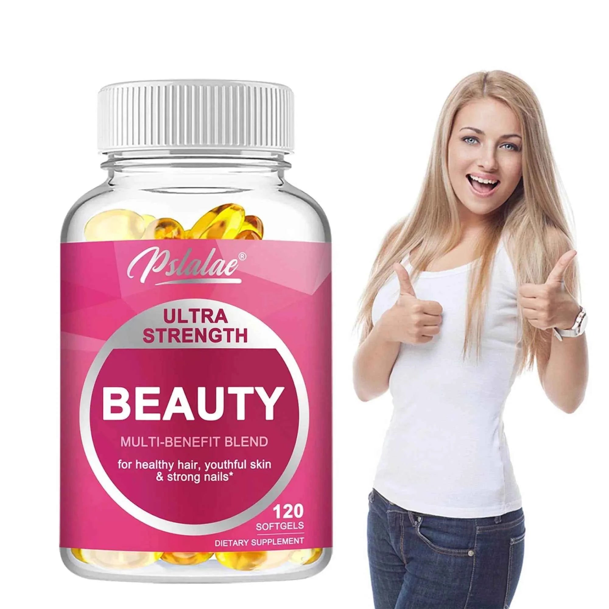 Ultra Strength Beauty Capsules - Whitening Skin Care, Replenishing Hair, Skin and Nails - 120 Capsules