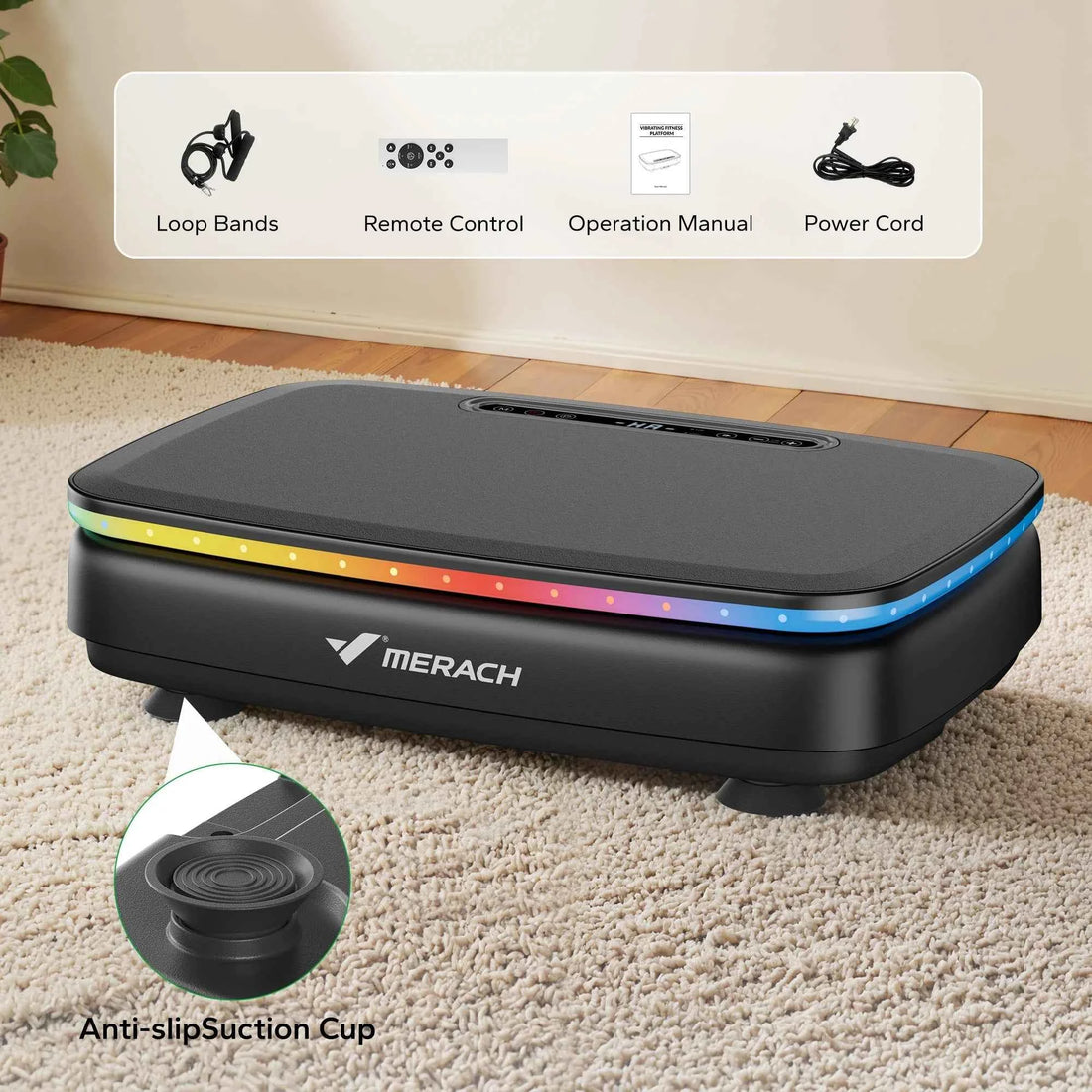 MERACH LED Vibration Plate Platform – Whole Body Workout &amp; Lymphatic Drainage Machine