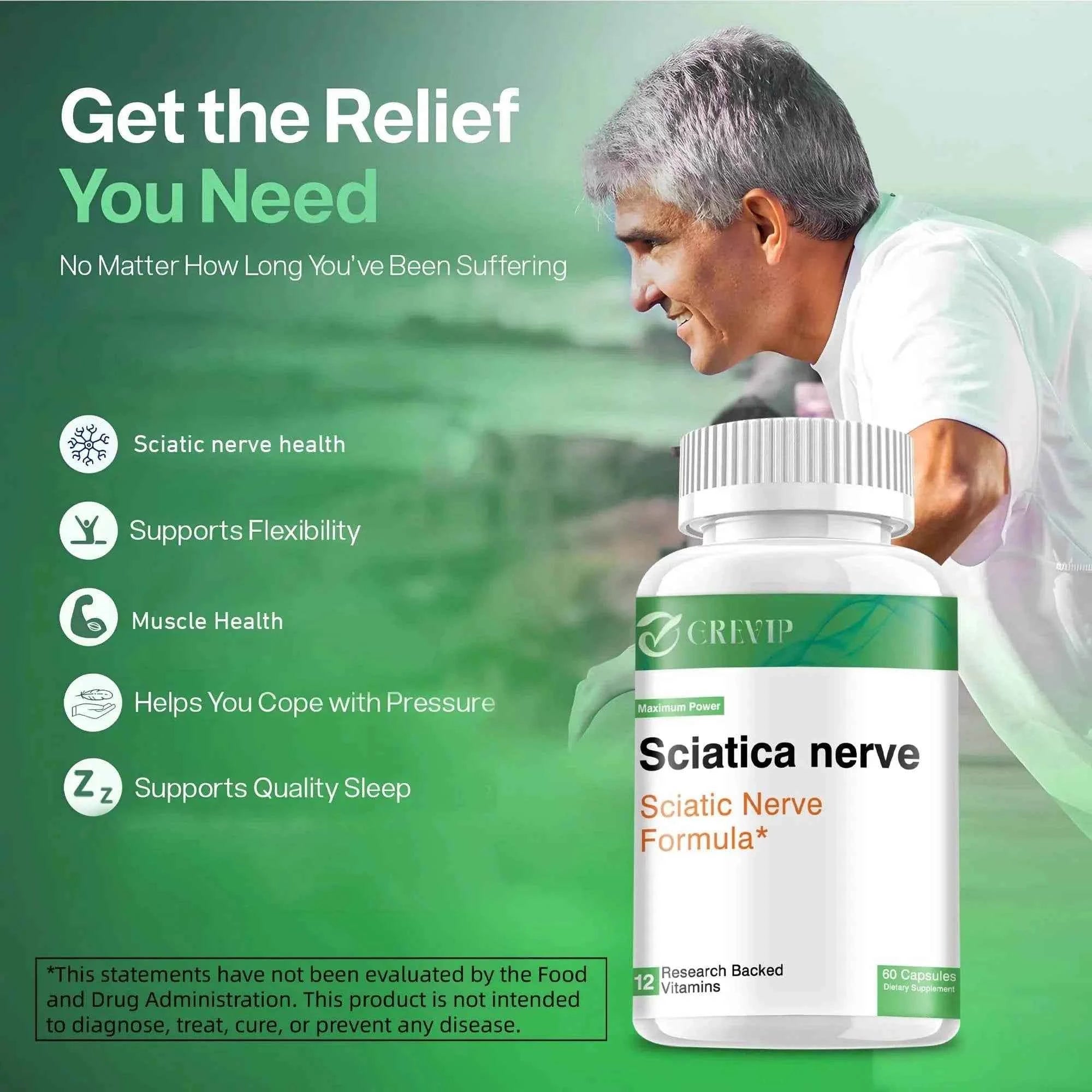 Sciatic Nerve Supplement - Nervous System and Joint Support - R-Alpha Lipoic Acid, Vitamin B Complex - 60 Capsules
