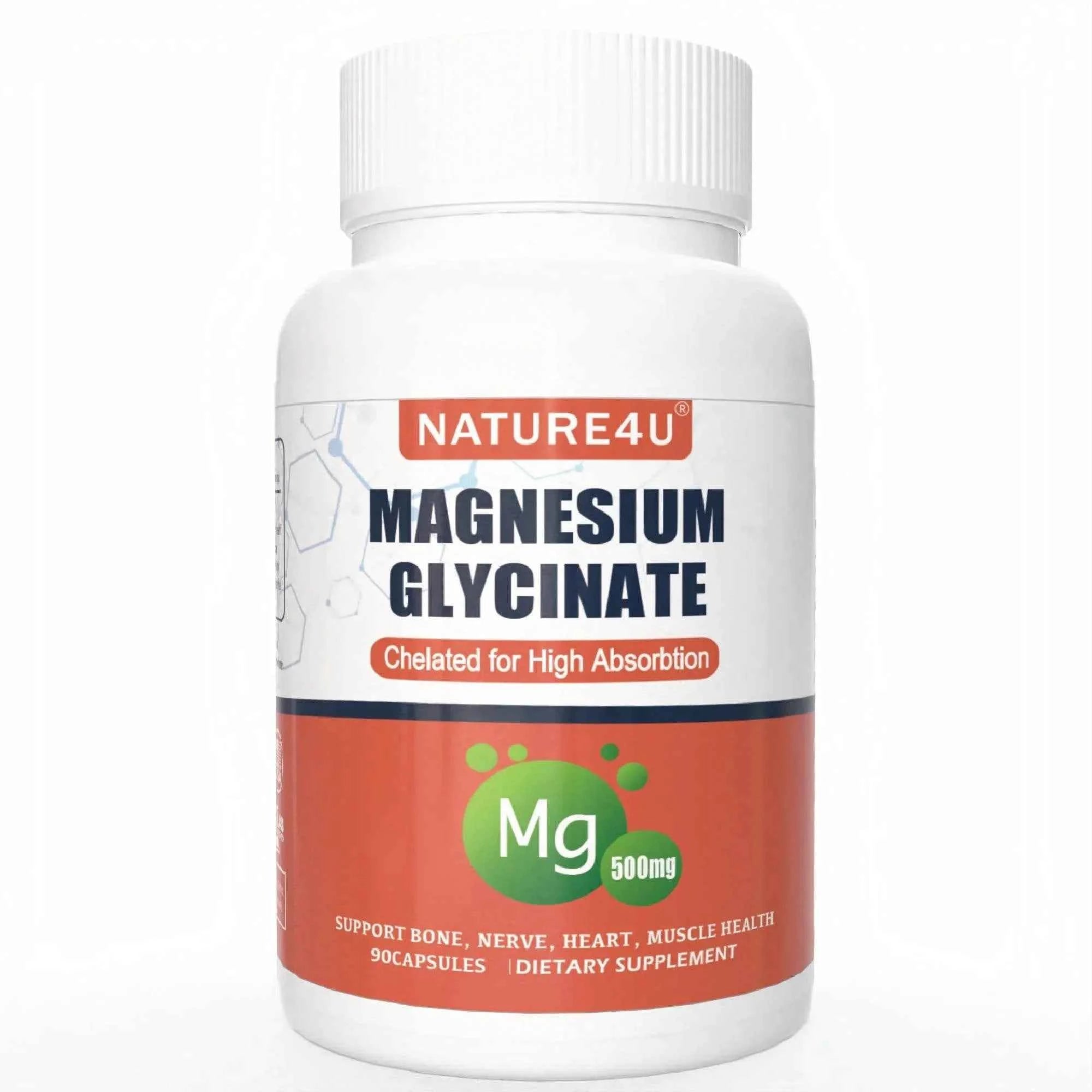 Magnesium Glycinate 500mg, 100% Chelate for High Absorption Magnesium Supplement for Sleep, Muscle, Heart, Never and Bone Suppor