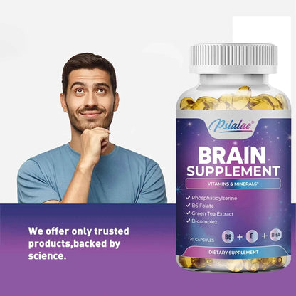 Brain Supplement - Boosts Brain Function, Helps Improve Memory, Intelligence and Concentration - 120 Capsules