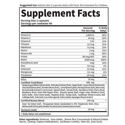 Vegan Collagen Supplement - Biotin - Hair, Skin, Nails and Joint Support - 120 Capsules